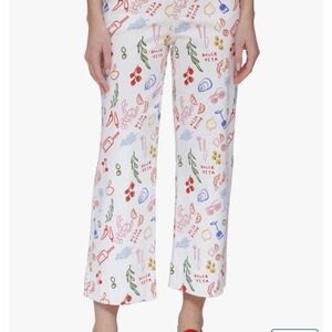 Bagatelle Women's White Multicolor Patterned Cropped Pants
